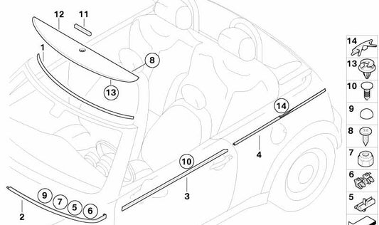 OEM distancing piece 51317033038 for Mini Cabrio R52 (11/2002 - 07/2008). Original Mini.