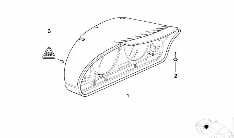 Tabella degli strumenti senza codificare OEM 62116985660 per BMW E46 330i {AN55, AN56, AN65, AN66, AV51, AV52, AV61, AV62, AW51, AW52}. BMW di riserva originale.