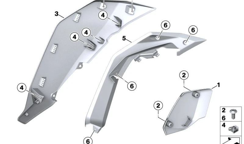 Remate interior derecho OEM 46638403914 para motos BMW F 900 XR (K84), F 900 XR 25, F 900 XR A2, F 900 XR A2 25. Original BMW Motorrad.