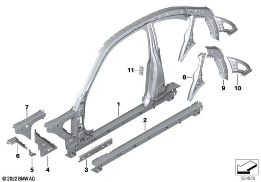 Firewall traversa anteriore per BMW 2 G42 G87, serie 3 G20 G21 G28 G80 G81, 4 G22 G26 G82 (OEM 41007488082). BMW originale.