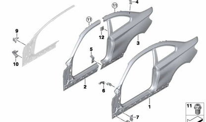 Soporte lateral superior derecho OEM 41217284400 para BMW F20, F21, F22, F87. Original BMW.