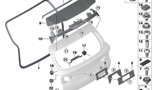Amortiguador portón trasero OEM 51249851954 para BMW G08. Original BMW.