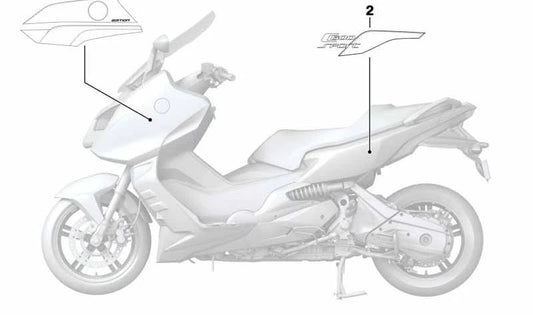 Inscripción derecha OEM 51148555482 para motos BMW C 600 Sport, C 650 Sport. Original BMW Motorrad.