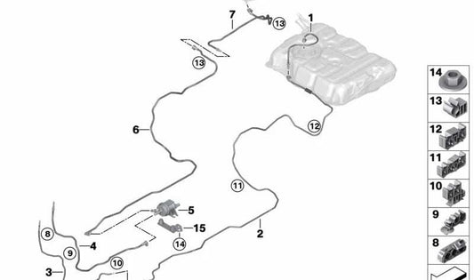 Tubo de purga de aire OEM 16127429326 para BMW G30 y G30N. Original BMW.