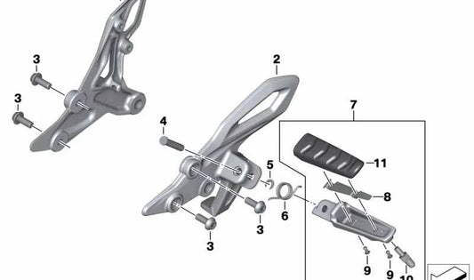 REMAPIES DIREITA OEM 46718540797 PARA BMW R 1200 R, R 1250 R, R 1200 RS, R 1250 RS. BMW Motorrad original.