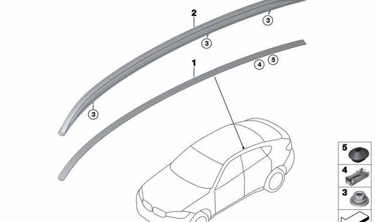 Moldura embellecedora de techo izquierda imprimada OEM 51137414231 para BMW X6 F16 y X6 M F86. Original BMW.