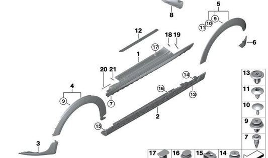 Spoiler delantero izquierdo OEM 51117360743 para MINI F56, F55, Cabrio F57. Original MINI.