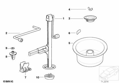 Caja de almacenamiento para rueda de repuesto para BMW Serie 3 E36, E46 (OEM 71111092276). Original BMW.