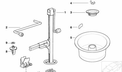 Unterstützung für Cat O Elem 51711960752 für BMW E36. Niedriger Verankerungsstück, wo der Autohebe oder die Katze passt. Original BMW.
