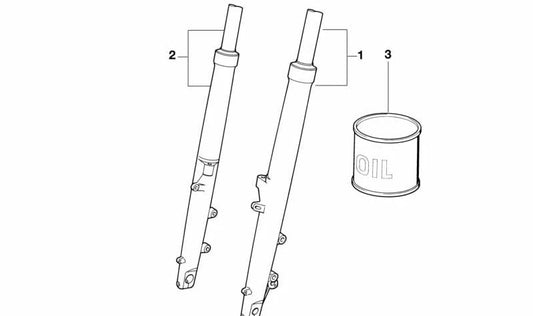 Right front fork EVO OEM 31427659584 for BMW Motorrad R 1150 RT (2000–2006) and R 850 RT (2001–2006). Original BMW Motorrad replacement.