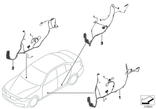 Câblage côté conducteur pour la série BMW 3 F30, F31, F35N, F80 (OEM 61129313619). BMW d'origine