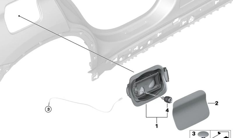 Botón de emergencia de depósito OEM 51177435374 para BMW F45, F46, F48 y MINI F60. Original BMW y MINI.