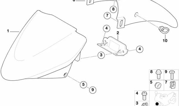 Tornillo de cabeza cilíndrica M6x55 OEM 46617654522 para motos BMW R850 R, R1150 R, R1150 Rockster. Original BMW Motorrad.