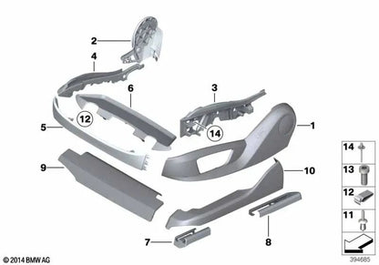Guía Superior delantera izquierda para BMW Serie 5 F07, F10, F11, F18, Serie 7 F01, F02, F04 (OEM 52109168265). Original BMW.