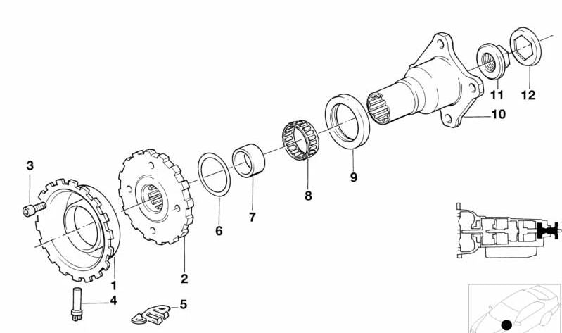 Separador de transmisión OEM 24211217313 para BMW E32, E31. Original BMW.