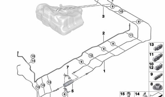 CLIP Subject Triple OEM tubes 16127229788 for BMW F07, F07N, F10, F10N, F11, F11N, F18, F18N, F06, F06N, F12, F12N, F13, F13N. Original BMW.