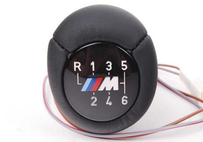 Illuminated leather shift knob for BMW Z4 E85, E86 (OEM 25117836906). Original BMW