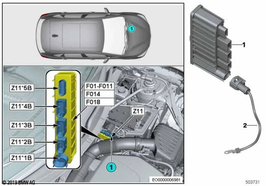 Versorgungsleitung for BMW F40, F52, F44, F45N, F46, F46N, F48, F48N, F49N, X2 F39, Mini F54, F54N, F55, F55N, F56, F56N, F57, F57N, F60, F60N (OEM 12638589051). BMW original