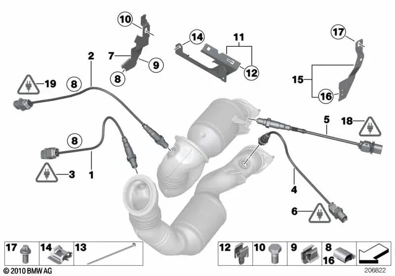 BMW E60N -Stützplatte, E61N -Serie 5 E63, E64 Serie 6 F01, F02 Serie 7, x6 E71 (OEM 18207562125). Original BMW.