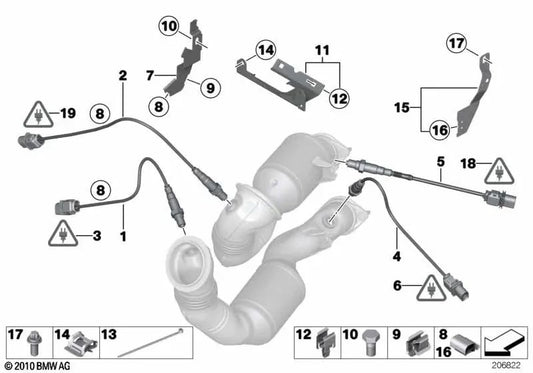 BMW E60N -Stützplatte, E61N -Serie 5 E63, E64 Serie 6 F01, F02 Serie 7, x6 E71 (OEM 18207562125). Original BMW.