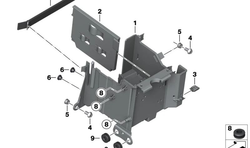 Mampara de batería OEM 61217923953 para motos BMW R 18, R 18 Classic, R 18 Roctane, R 18 B, R 18 Transcontinental. Original BMW Motorrad.