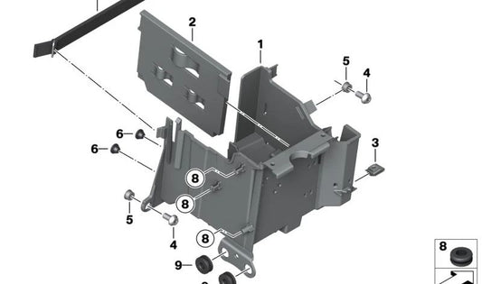 Mampara de batería OEM 61217923953 para motos BMW R 18, R 18 Classic, R 18 Roctane, R 18 B, R 18 Transcontinental. Original BMW Motorrad.