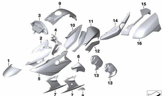 Rivestimento laterale sinistro STAR-DUST-MET OEM 46639444271 per BMW K1600 GT, K1600 GTL (09/2015 - 07/2021). BMW Motorrad originale.