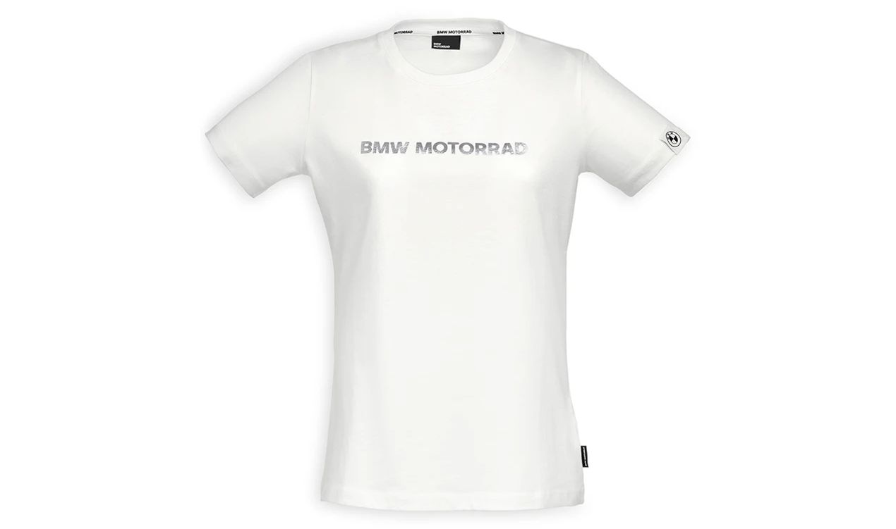 Camiseta blanca de mujer talla XS OEM 76615A813F5 para todas las motos BMW. Original BMW Motorrad.