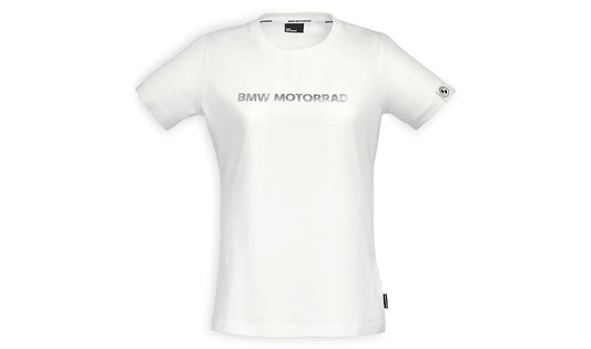 Camiseta blanca de mujer talla XS OEM 76615A813F5 para todas las motos BMW. Original BMW Motorrad.