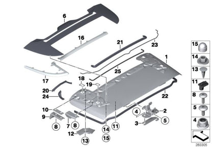 Modanatura del collettore dell'acqua sinistro OEM 51177279519 per BMW Serie 6 F12, F13. BMW originale.