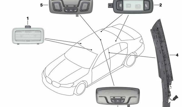 Luz ambiental de puerta derecha OEM 51425A23344 para BMW G12. Original BMW.