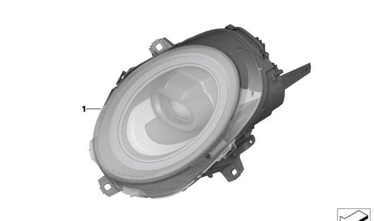 Faro técnica LED izquierdo OEM 63115A21CA5 para MINI F56, F55, F54, F57... y más. Original MINI.