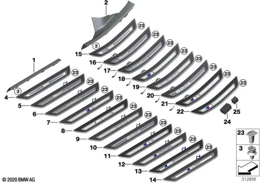 Ingresso frontale per la BMW 5 G30, G30N, G31, G31N, G38 (OEM 51477398321). BMW originale.