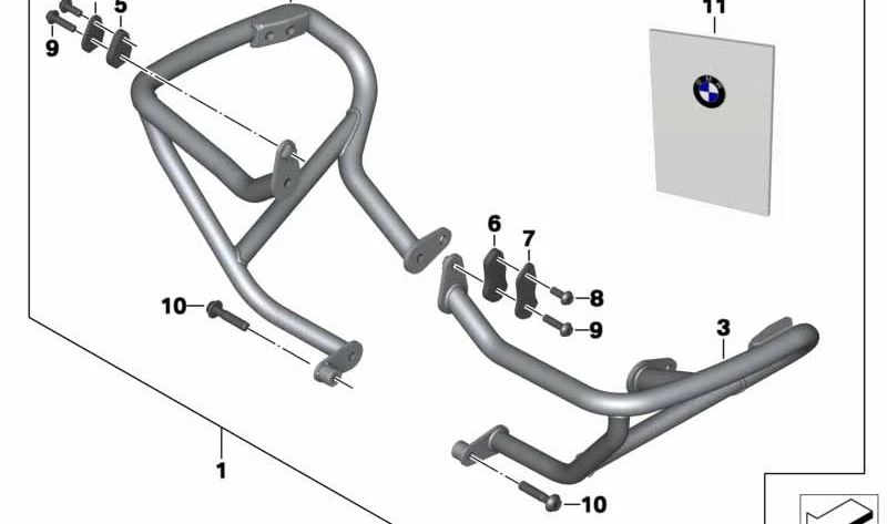 Chapa de refuerzo interior izquierda OEM 77148544805 para motos BMW R1200GS, R1250GS. Original BMW Motorrad.
