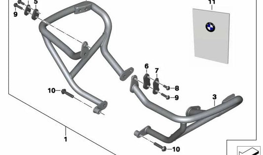 Chapa de refuerzo interior izquierda OEM 77148544805 para motos BMW R1200GS, R1250GS. Original BMW Motorrad.