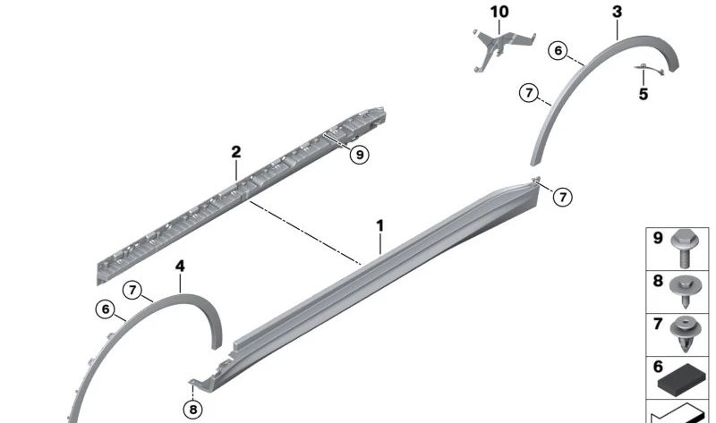 Cubierta lateral izquierda imprimada OEM 51778745429 para BMW X7 G07, G07N. Repuesto original BMW.