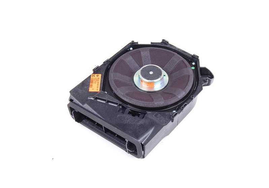 Altavoz subwoofer izquierdo OEM 65139143135 para BMW Serie 1 E81, E82, E87, E87N, E88 y Serie 3 E90, E90N, E91, E91N, E92, E92N, E93, E93N, X1 E84. Parte del sistema Top-HiFi. Original BMW.