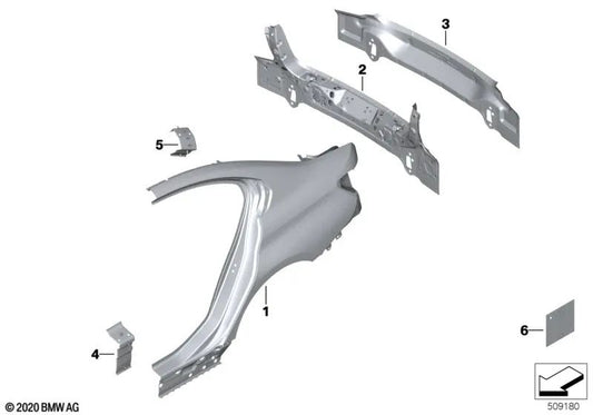 Rear left side wall for BMW 3 Series G80 (OEM 41007493273). Original BMW.