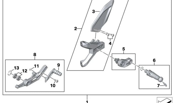 Reposapiés izquierdo OEM 46717924531 para moto BMW M 1000 RR (K66) 2020-2022. Original BMW Motorrad.