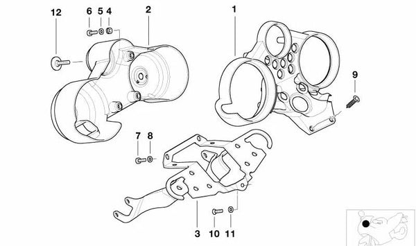 Soporte del cuadro de instrumentos OEM 62112306969 para BMW Motorrad R 1150 R (RR28) y R 850 R (RR28). Original BMW Motorrad.