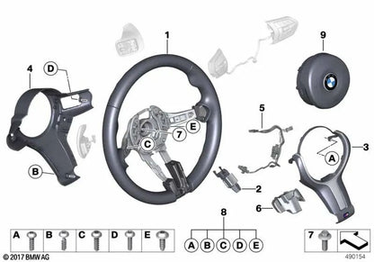 M Sport Leather Steering Wheel for BMW 3 Series F31N, F34N, 4 Series F32N, F33, F36N (OEM 32307852456). Original BMW