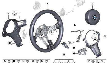 M Sport Leather Steering Wheel for BMW 3 Series F31N, F34N, 4 Series F32N, F33, F36N (OEM 32307852456). Original BMW