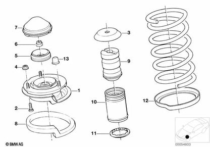 Federunterlage arriba para BMW Serie 3 E36, Serie 5 E34 (OEM 31331134036). Original BMW