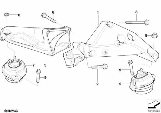 Right engine mount for BMW E83, E83N (OEM 22113418698). Original BMW.
