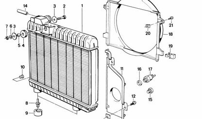 Cubierta de radiador OEM 17111309347 para BMW E30. Original BMW