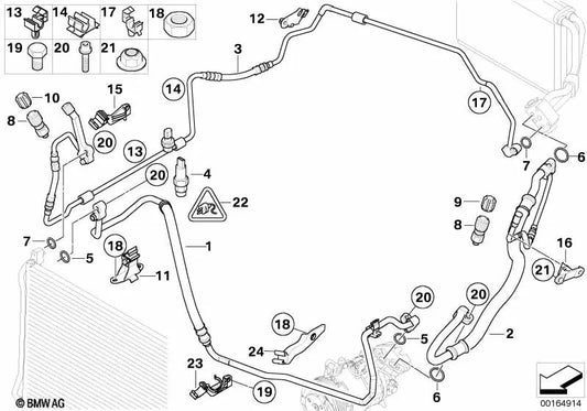 Klimaanlage -Druckleitungsstütze für BMW E81, E82, E87N, E88 (OEM 64509126969). Original BMW