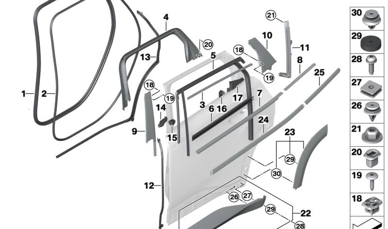 Rear Left Door Inlet Seal Gasket for BMW XM G09 (OEM 51769451269). Original BMW