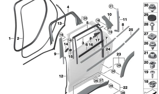 Rear Left Door Inlet Seal Gasket for BMW XM G09 (OEM 51769451269). Original BMW