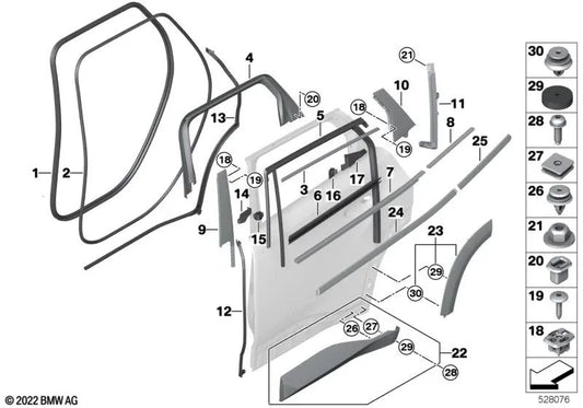 Rear right door moulding for BMW XM G09 (OEM 51219851026). Original BMW