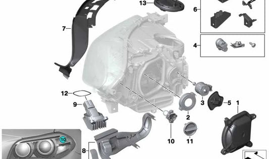 Junta de faro derecho OEM 63117240368 para BMW F10, F11. Compatible con todos los modelos indicados. Original BMW.